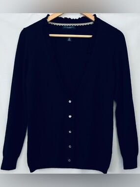 Cashmere Sweater by Banana Republic Women's Black V-Neck Button